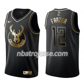 Män Milwaukee Bucks Tröja Tim Frazier 12 Nike Svart Guld Edition Swingman